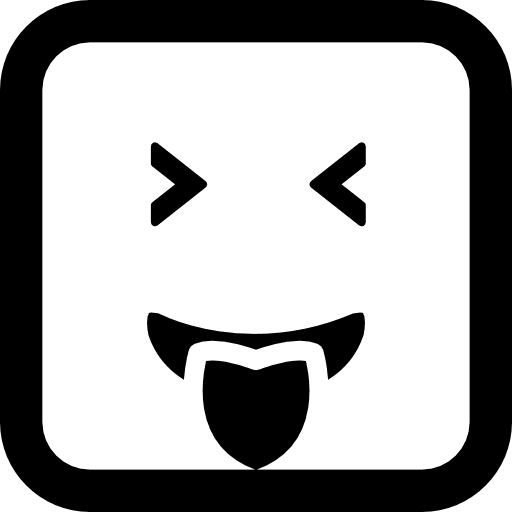 Emoticon face square with tongue out of the mouth and closed eyes emoticon square mouth icon