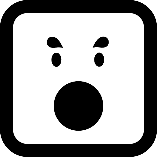 Emoticon square surprised face with open circular mouth face mouth rounded icon