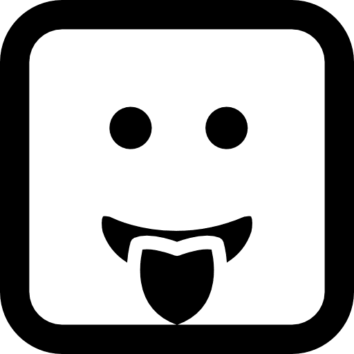 Emoticon square rounded face with tongue out of the mouth emoticon square mouth icon