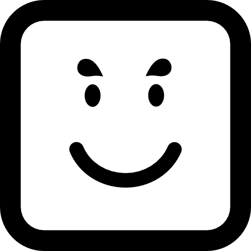 Smiling emoticon face in a square faces interface smiley icon