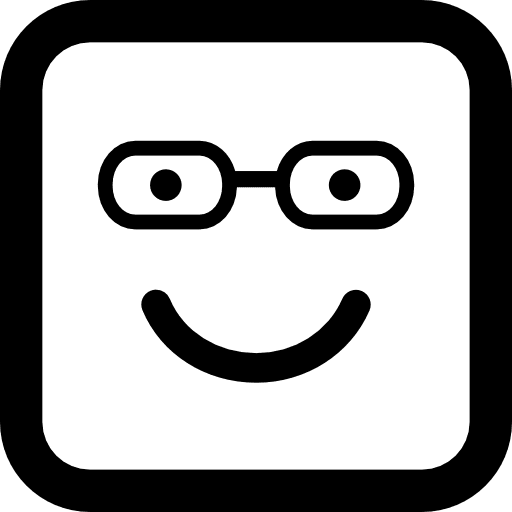 Student smiling emoticon square face happy eyeglasses square icon