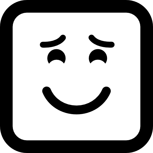 Smiling emoticon with raised eyebrows and closed eyes face interface emoticon icon