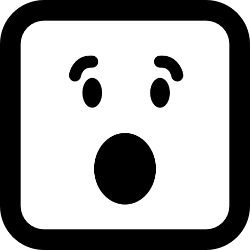 Surprised emoticon square face with open eyes and mouth eyes mouth surprise icon