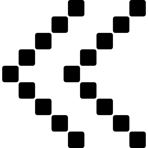 Double left arrowheads of small squares lines arrows double arrowheads icon