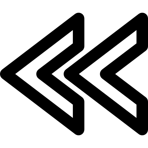 Double arrowheads outlines pointing to left direction left arrows two icon