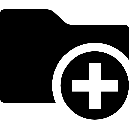 Folder with plus sign interface symbol interface button black icon