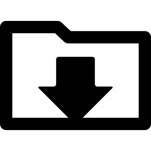 Folder outline with down arrow inside folder arrows folders icon