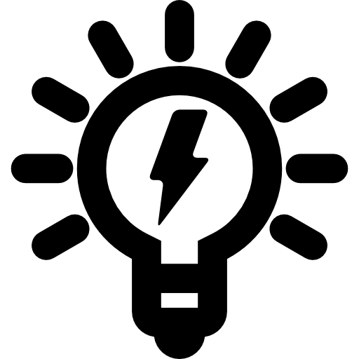 Lightbulb with bolt sign light business pack symbol icon