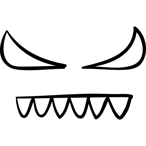 Devil eyes and teeth of halloween shape eyes mouth icon