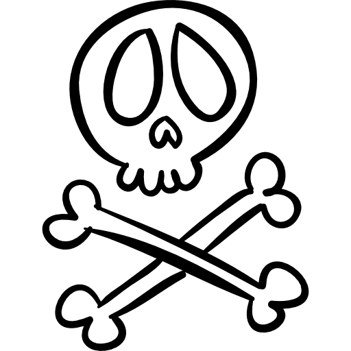 Halloween human skull and bones cross outlines people outline crossed icon