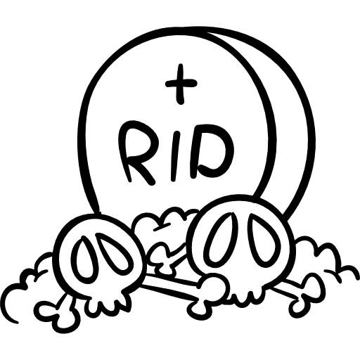 Halloween tombstone with bones and skulls tombstone tomb outline icon