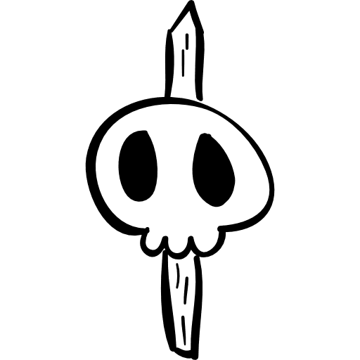 Skull on wood stick human skull halloween icon