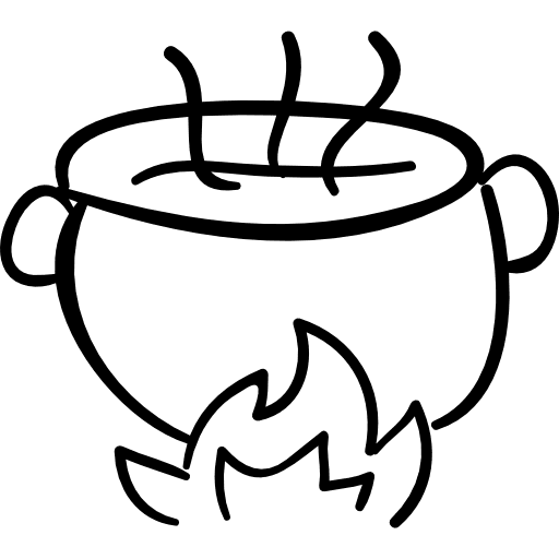 Halloween cooking with hot pot on fire stew pot halloween icon