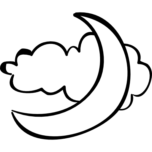 Halloween moon and cloud halloween outlined cloud icon