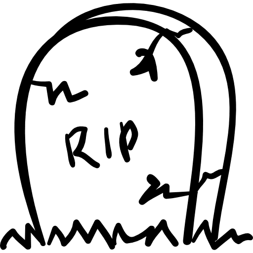 Tombstone with cracks and rip letters cemetery tomb stone icon