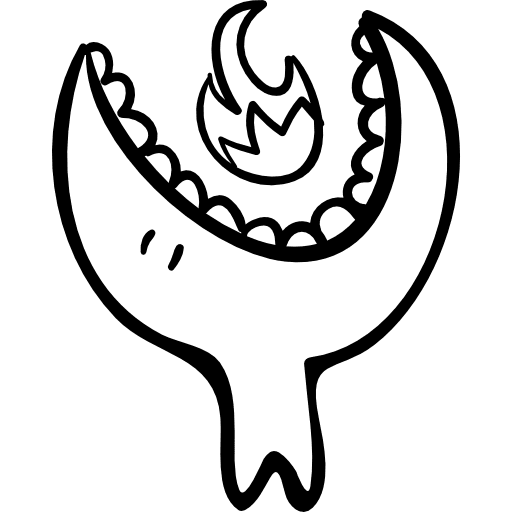 Big halloween monster head with open mouth eating an animal monster eating halloween icon