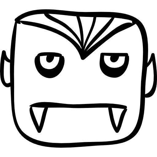 Halloween head with fangs costume face head icon