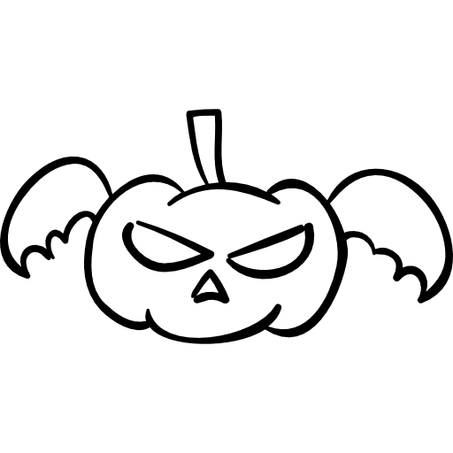 Halloween pumpkin head with wings mixture winged halloween icon