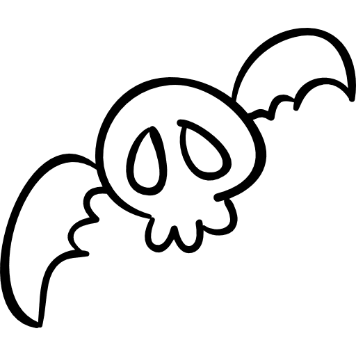 Halloween winged skull like human bat outlined human bat icon