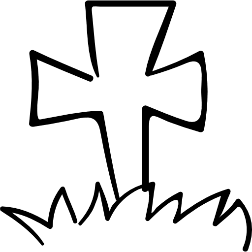 Tomb cross outline on grass grass cross halloween icon