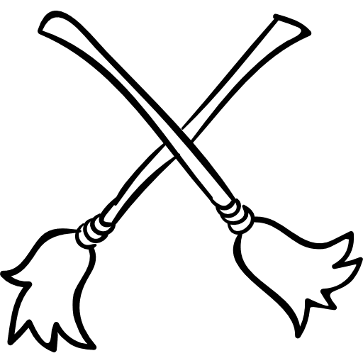 X of crossed broomsticks cross broomsticks sign icon