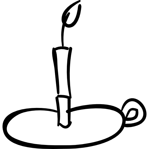 Halloween burning candle on candlestick outline candlestick candle tool icon