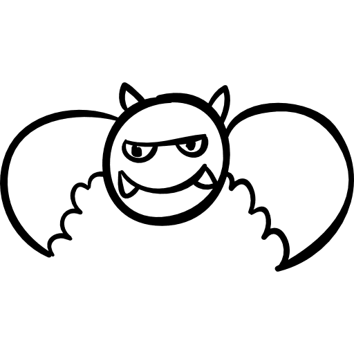 Halloween winged monster with horns and fangs fangs shape winged icon