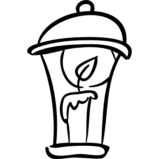 Candle burning in a lamp outline light candle lamp icon