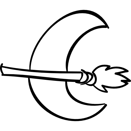 Halloween moon and broomstick outlines halloween outlined outline icon