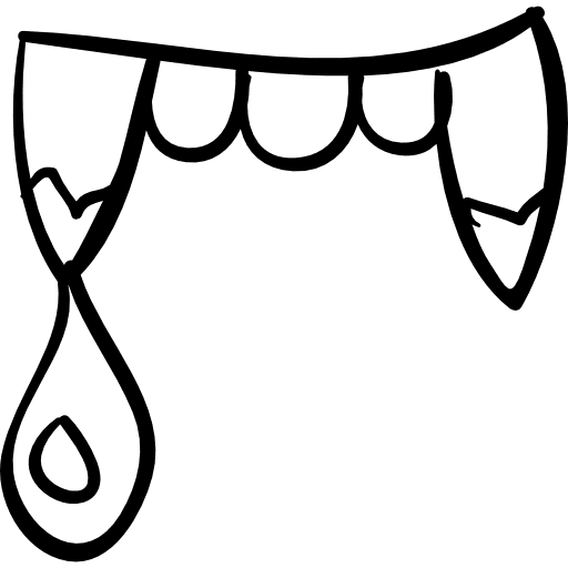 Halloween scary teeth with big fangs outline denture hand drawn icon