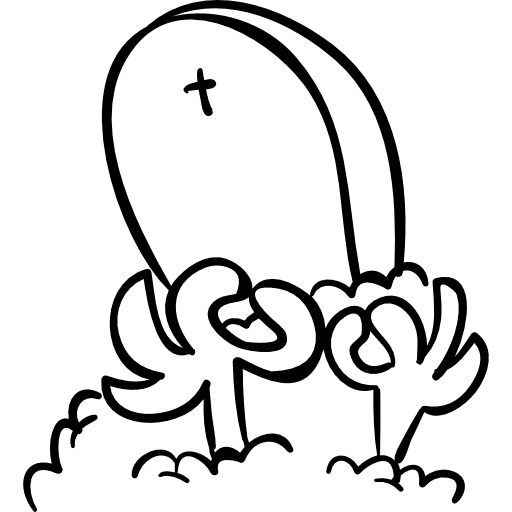 Halloween tomb with hands sticking out of the ground outlined cemetery sticking out icon