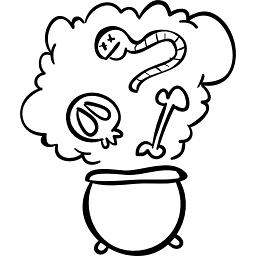 Halloween bones stew in a pot outline halloween pot cook icon