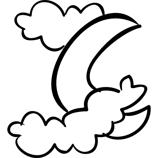 Halloween cloudy night of crescent moon weather outline night icon