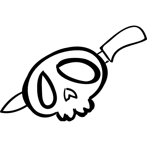 Halloween horror skull with a knife head horrible skull icon