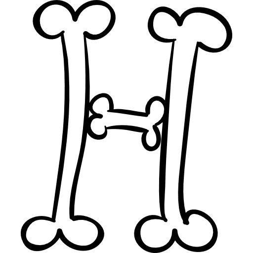 Letter h of bones halloween outlined typography character halloween interface icon