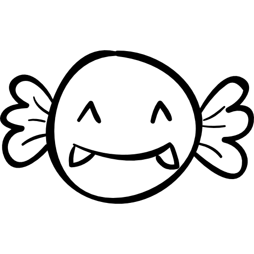 Halloween candy monster with fangs face halloween scary icon