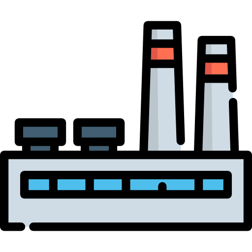 Industrial park factory chimneys construction icon