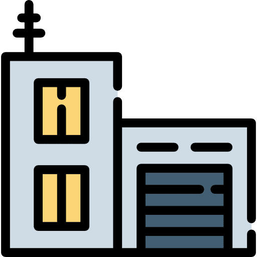 Flats construction garage architecture icon