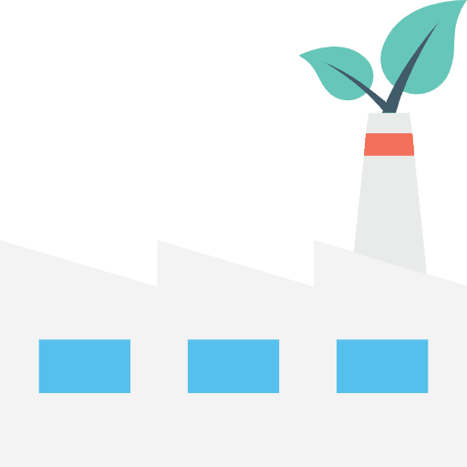 Factory construction buildings chimneys icon