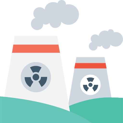 Nuclear plant buildings nature landscape icon
