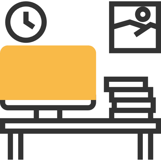 Office desk business and finance computer icon