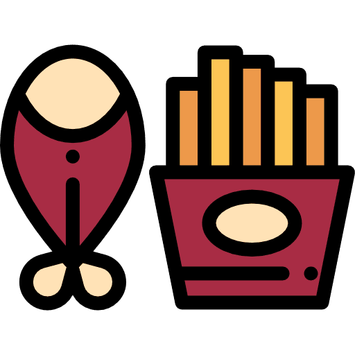 Fish and chips nutrition travel food and restaurant icon