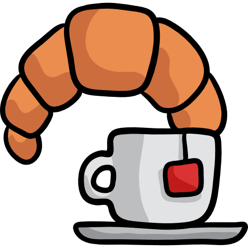 Breakfast hot drink food and restaurant croissant icon