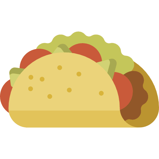 Taco food and restaurant lunch taco icon