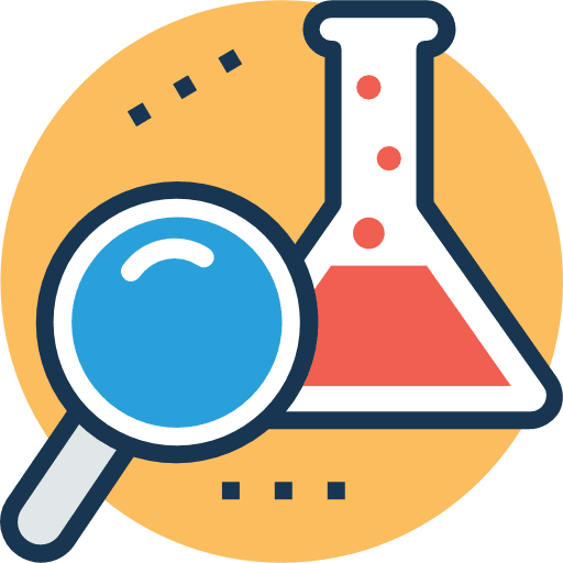 Science flasks test tube analysis icon