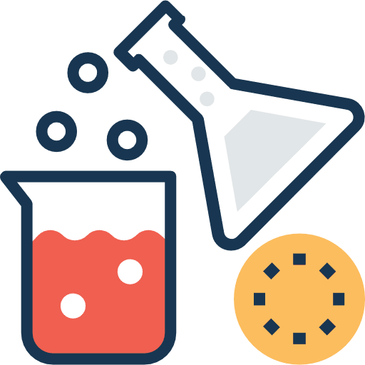 Experiment science tools and utensils flasks icon