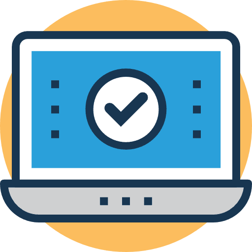 Computer checked information system computer icon