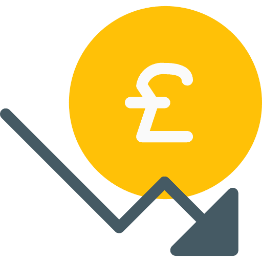 Pound sterling loss pound sterling pound icon