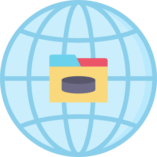 Data sharing folder internet globe grid icon
