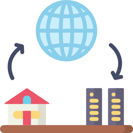 Network building earth globe worldwide icon